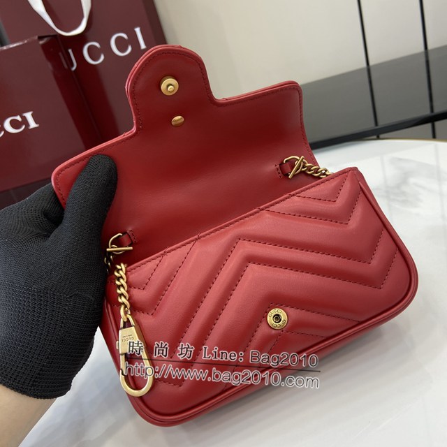 Gucci專櫃古馳最新款Marmont系列超迷你手袋絎縫V型鏈條斜挎女包 jh2212型號：476433